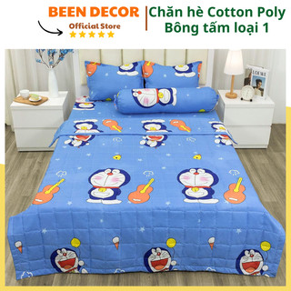 Sét 5 món ga gối chăn hè trần bông 3 lớp vải cotton poly doremon đàn - beendecor