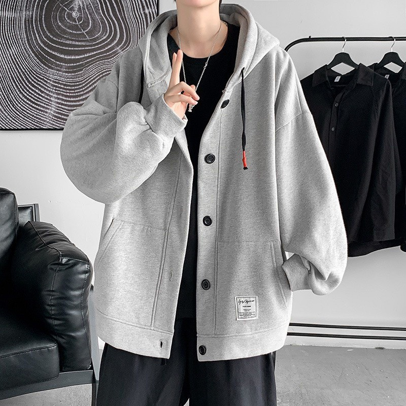 Áo khoác Hoodie unisex - Hai Hàng Cúc - Áo hoodie có mũ trùm đầu 2 lớp dày dặn phong cách Hàn Quốc. X.STORE