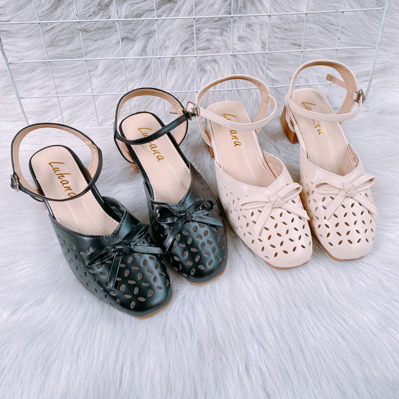 Sandal nữ gót vuông da mềm đế êm thời trang