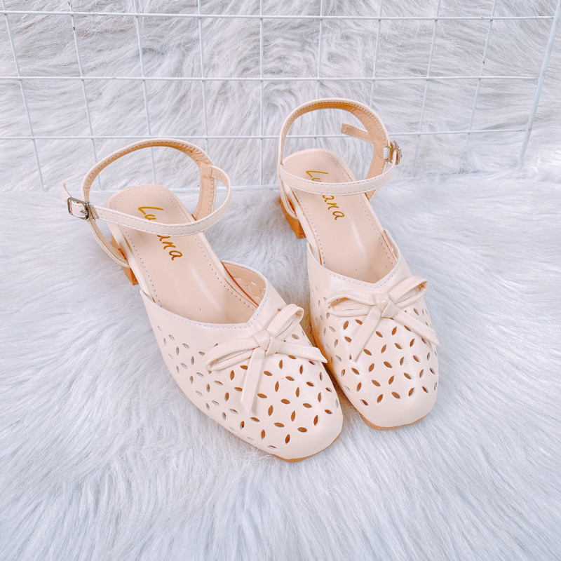 Sandal nữ gót vuông da mềm đế êm thời trang