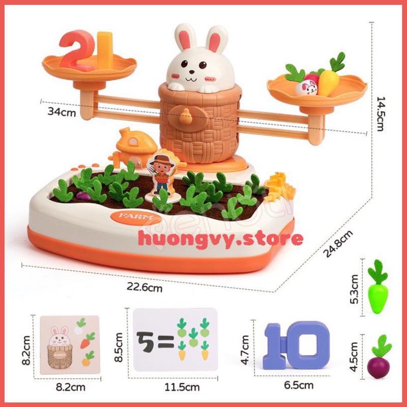 Đồ chơi nông trại cân bằng toán học và nhổ cà rốt, đồ chơi giáo dục Montessori phát triển trí tuệ