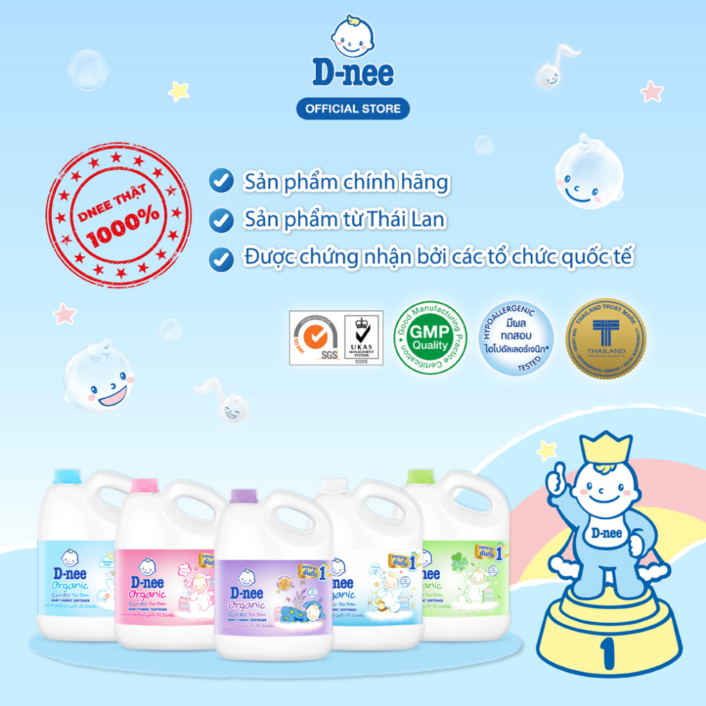 Nước giặt quần áo D-nee 3000 ML - Honey Star + Nước xả vải D-nee 2800 ML. - Happy Baby