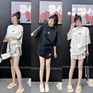 Set das đẹp áo tay ngắn form rộng mix quần đùi lưng thun siêu xinh