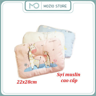 Gối xô sơ sinh cho bé chính hãng Goodmama, Gối sơ sinh sợi tre chống bẹp đầu cho bé