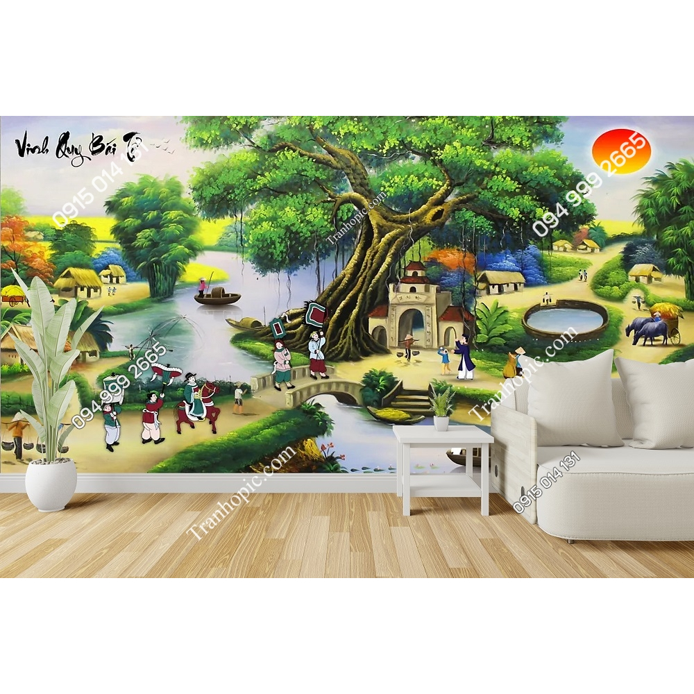 Tranh khổ lớn Vinh quy bái tổ dán tường phòng khách 54981
