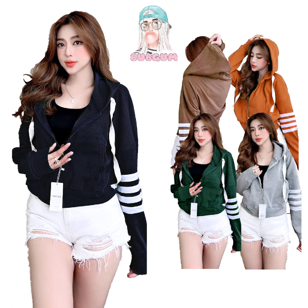 Áo Khoác Lửng BUBGUM Chất Vải Da Cá Viền Tay Basic Freesize 65kg