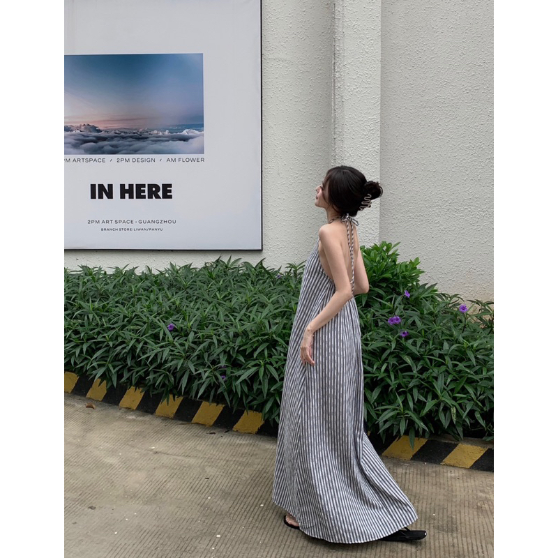 Váy maxi sọc Hàn Quốc