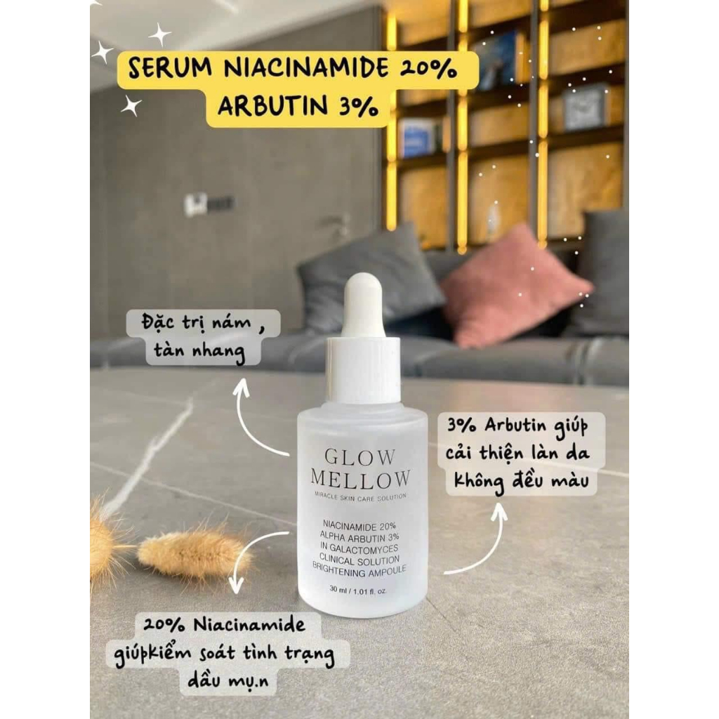 Tinh chất Serum GLOW MELLOW NIACIAMIDE 20% ARBUTIN 3% FULL 30ML