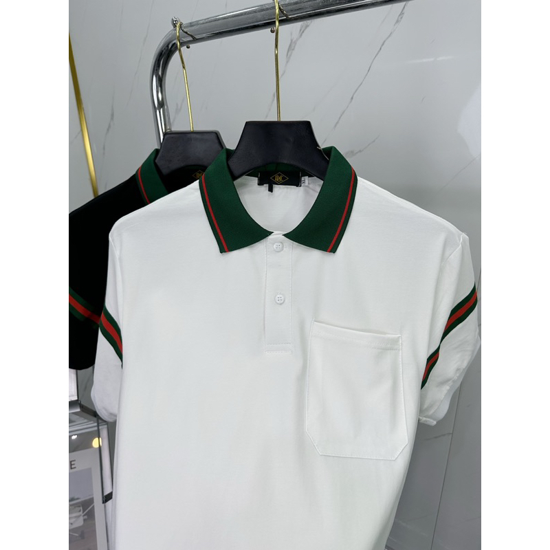 Áo thun cổ trụ cao cấp thêu logo nổi bật;chất liệu cotton 100% co dãn 4 chiều)