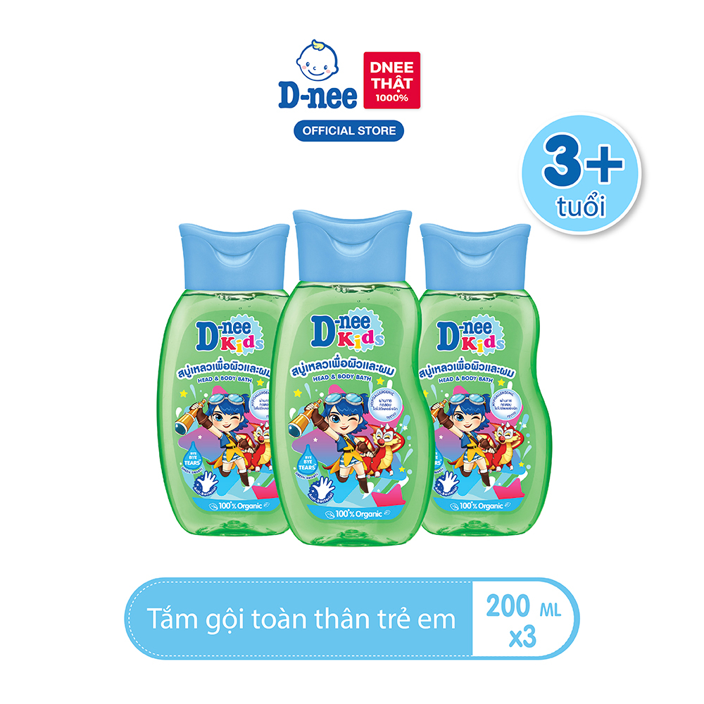 Combo 3 Tắm gội toàn thân trẻ em (>3 tuổi) D-nee 200 ML - Green Smarty