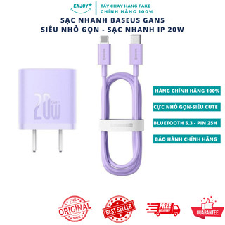 Sạc nhanh 20w Baseus Gan5 - Bộ kèm dây sạc nhanh - Siêu nhỏ gọn - Công nghệ sạc nhanh PD - Hàng chính hãng 100%