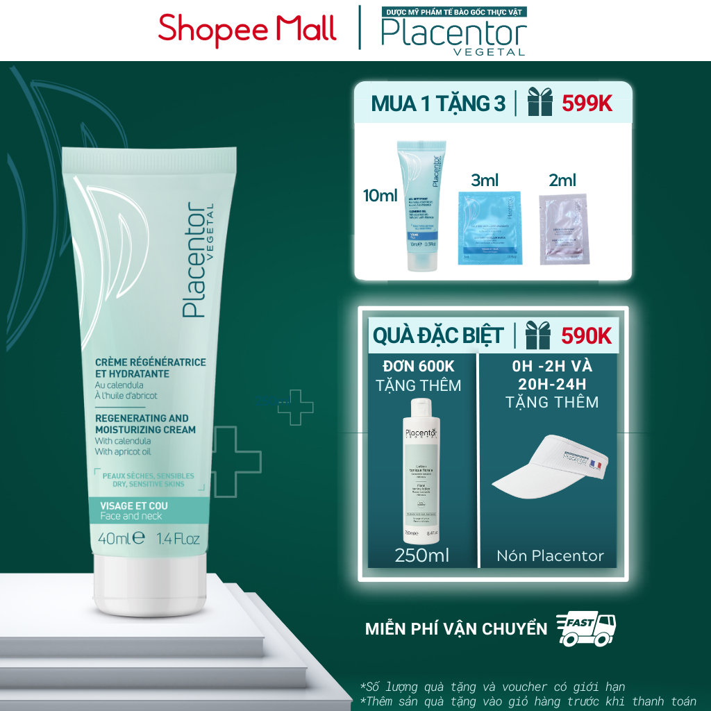 Kem dưỡng ẩm Placentor Regenerating And Moisturizing Cream 40ml