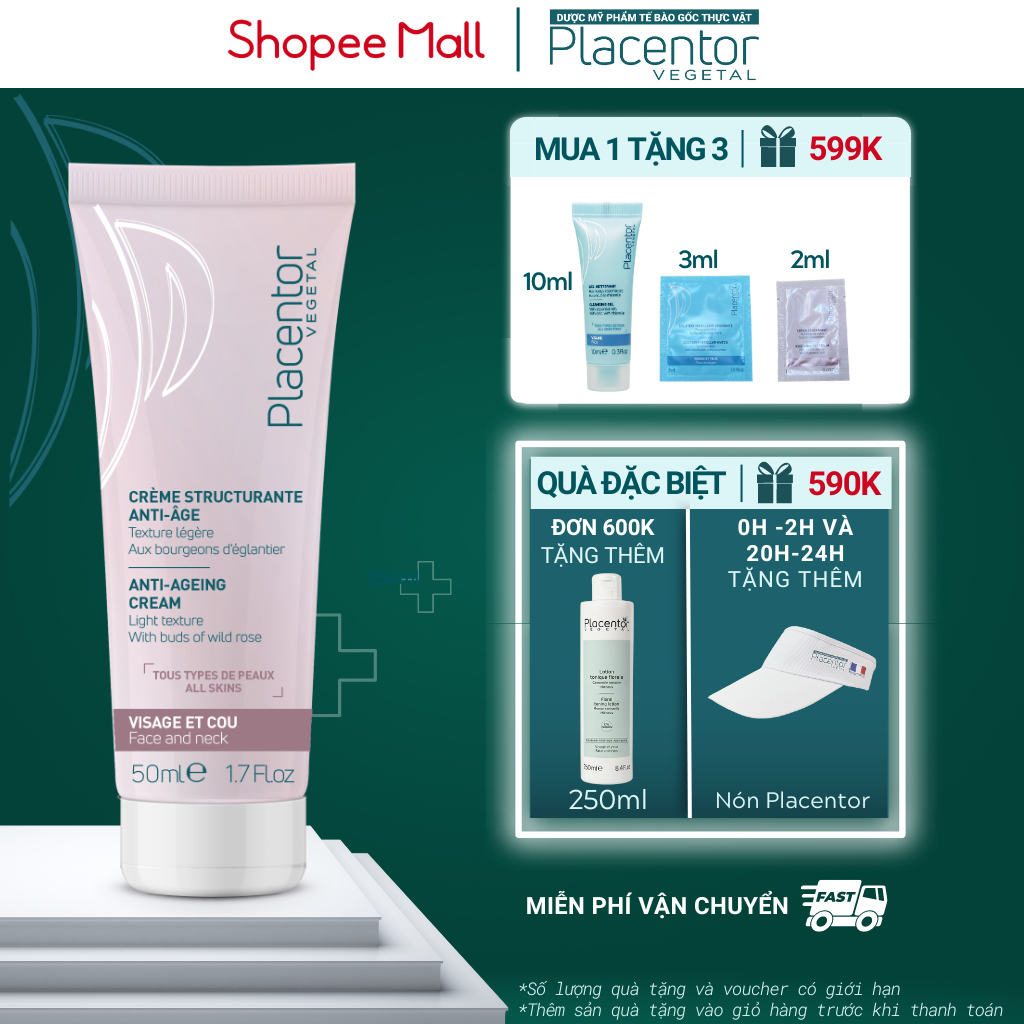 Kem dưỡng da chống lão hóa Placentor Anti-Ageing Cream Light Texture 50ml