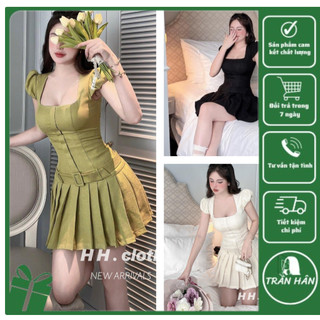 ĐẦM DẠ CỔ VUÔNG XL KĐ 3008303 Trần Hân Shop đi tiệc sang chảnh
