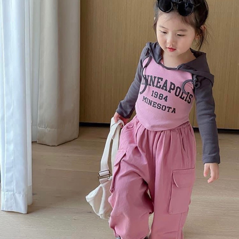 Áo thun mũ kèm quần kaki bom bồng (9-32 kg)