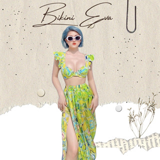 Bikini đồ bơi nữ gọng cánh tiên siêu nâng kèm váy voan xanh chuối EVA S3MGCT