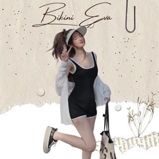 Bikini đồ bơi đi biển nữ jumsuit đen viền trắng EVA JSVT