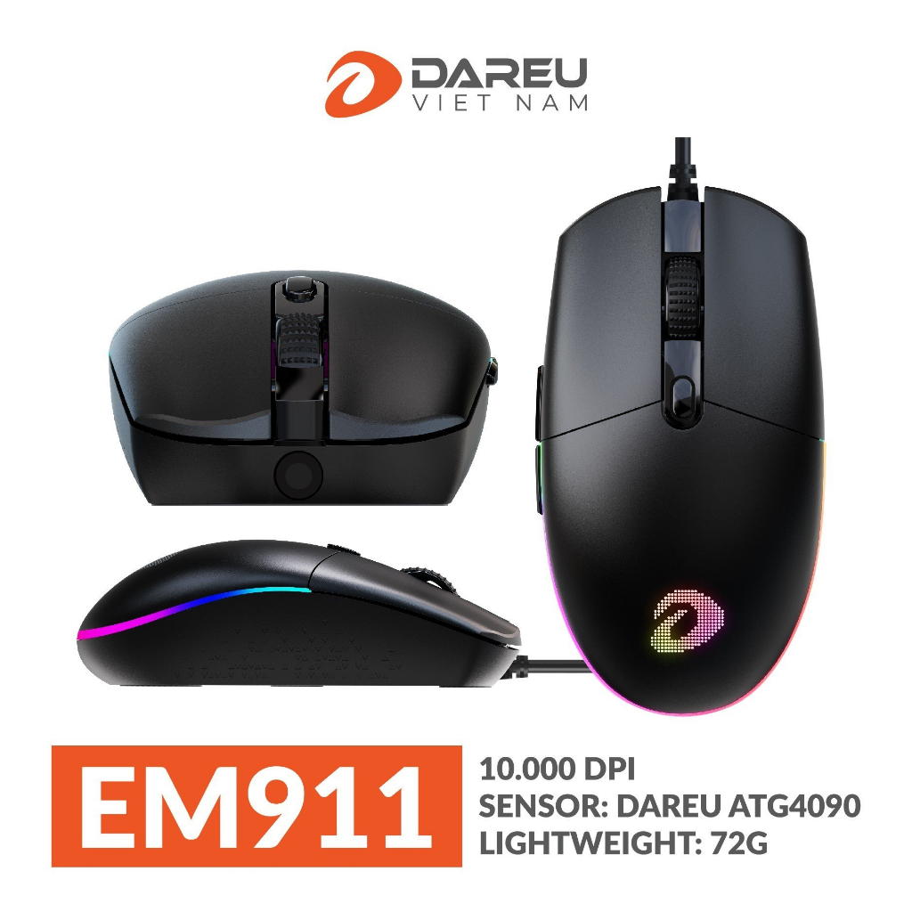 Chuột Gaming Dareu EM908 Đen / Hồng / Trắng