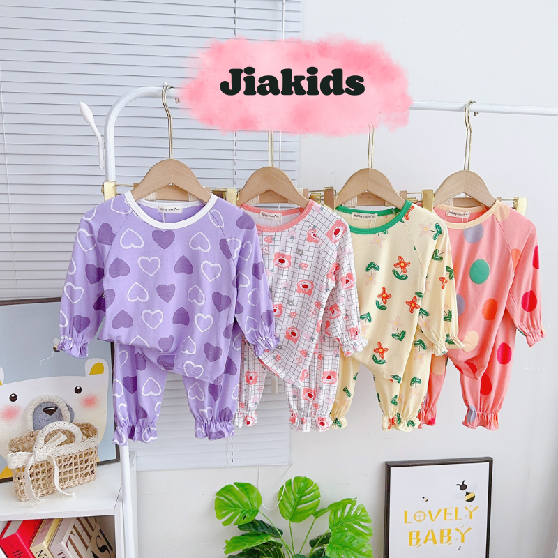 Bộ Quần Áo Dài Tay Minky Mom Vải Thun Lạnh In Họa Tiết Dễ Thương Cho Bé Gái - TD-IN106