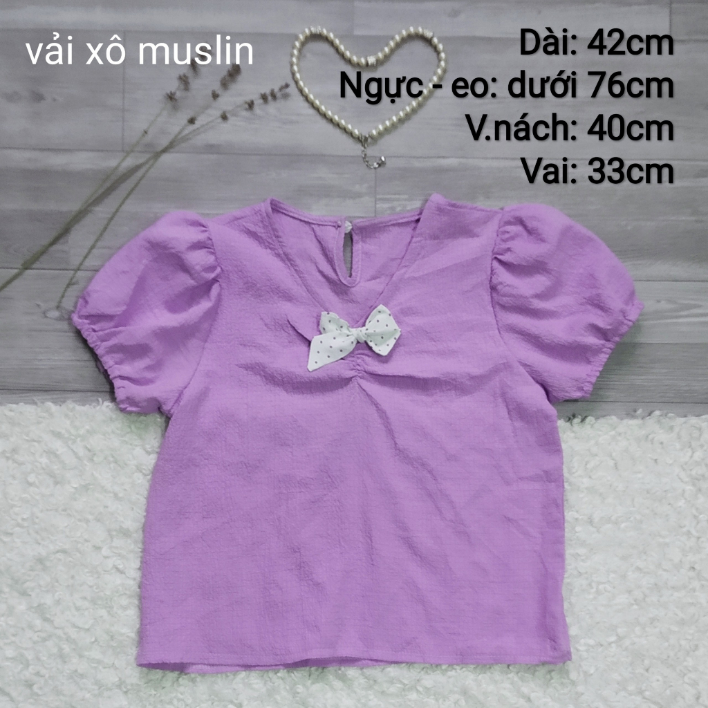 |2hand| Áo váy tay bồng - quần váy korea phối nơ bé gái