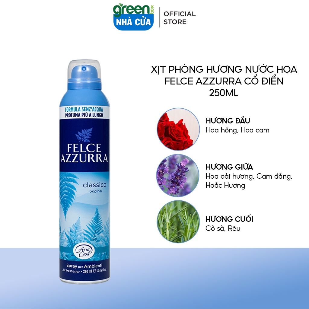 Xịt Thơm Phòng Khử Mùi FELCE AZZURRA 250ml Hương Nước Hoa Dịu Nhẹ Thư Giãn