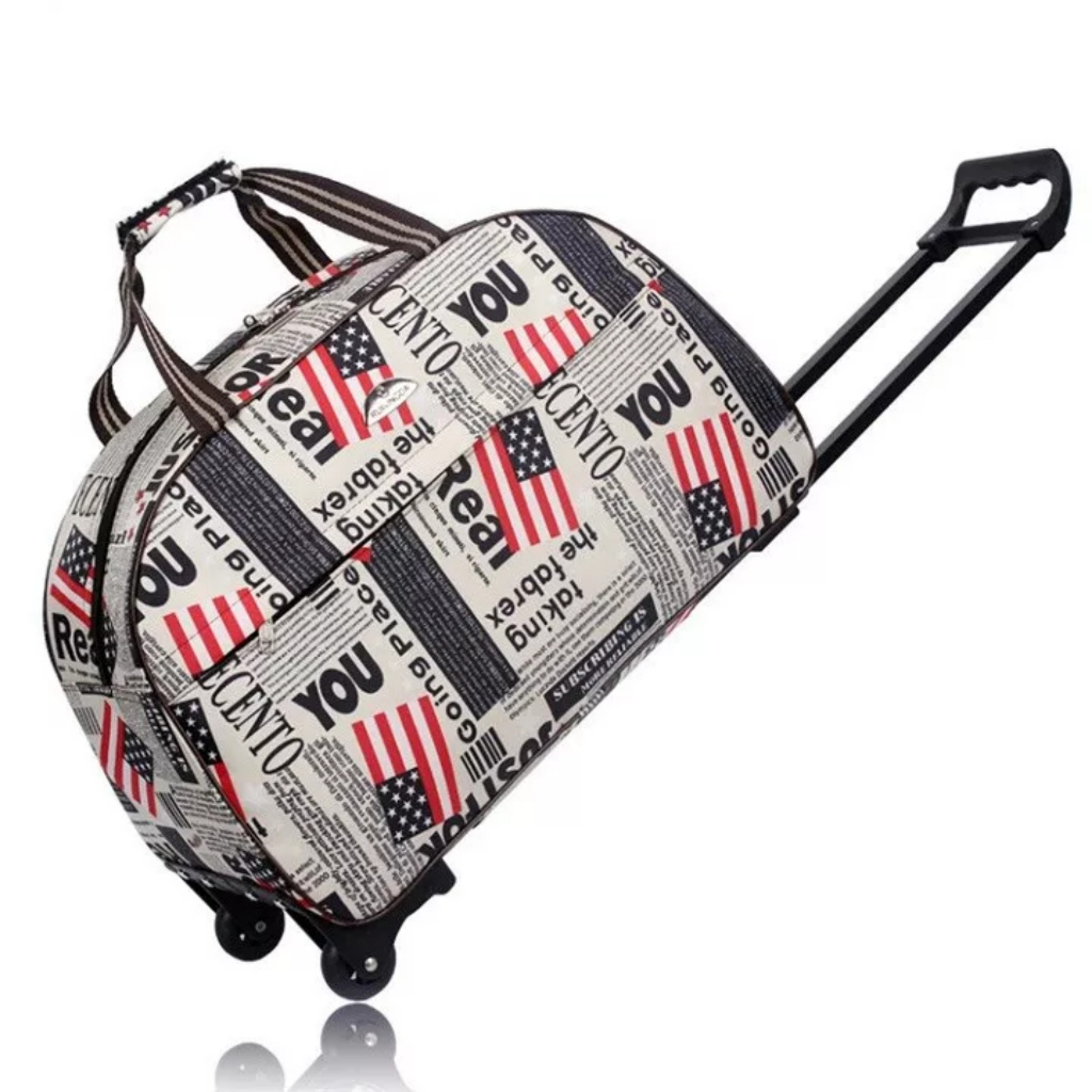 Túi Kéo Du Lịch Có Bánh Xe Hình Họa Tiết, Túi Xách Tay Du Lịch Size 24 Inch