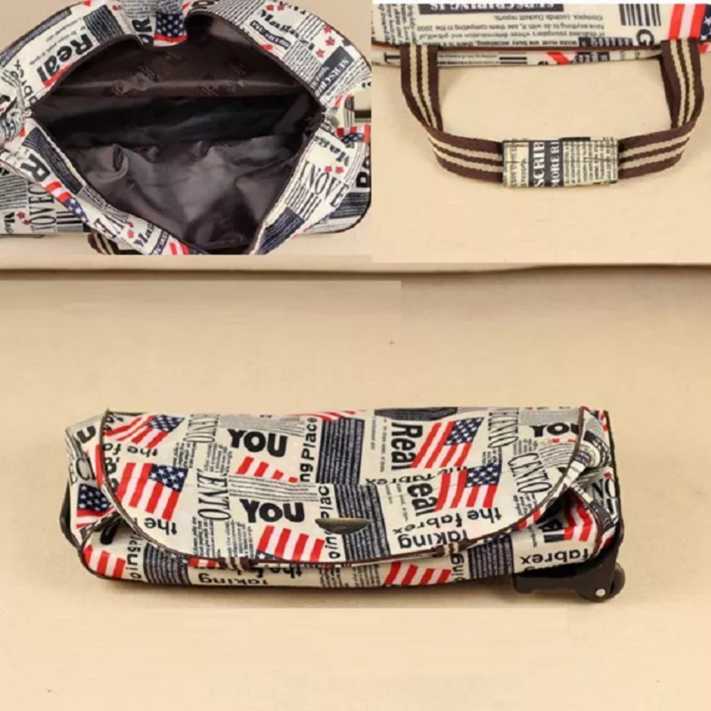 Túi Kéo Du Lịch Có Bánh Xe Hình Họa Tiết, Túi Xách Tay Du Lịch Size 24 Inch