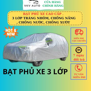 Bạt phủ ô tô 3 lớp tráng nhôm cao cấp, bạt che nắng ô tô chống nắng, chống mưa, chống xướt xe