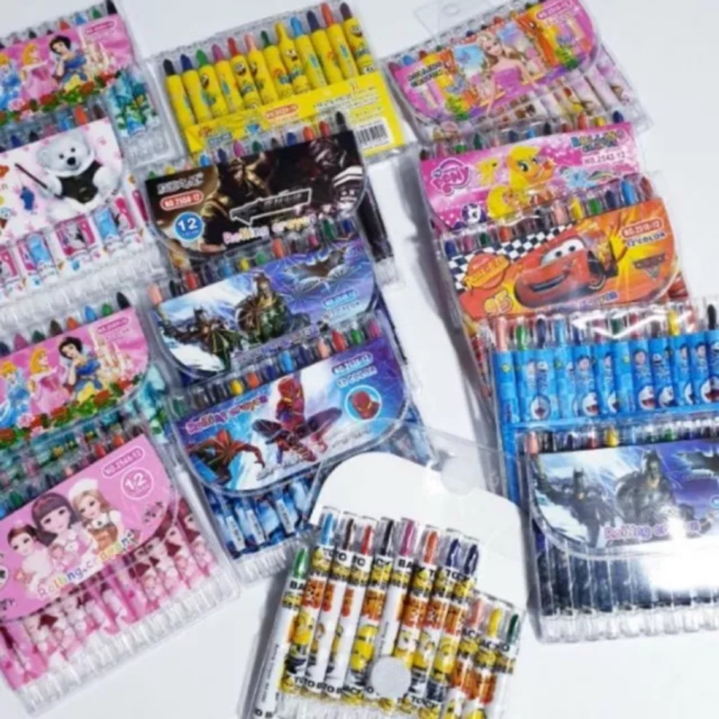 Bút Sáp Vặn Xoắn Tô 12 Màu Kèm Túi Đựng Siêu Xinh