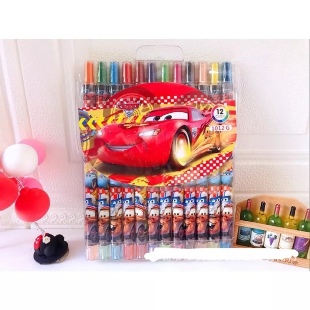Bút Sáp Vặn Xoắn Tô 12 Màu Kèm Túi Đựng Siêu Xinh