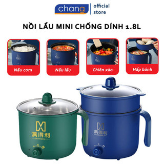 Ca Nấu Mì Chống Dính, Nồi Lẩu Mini Cầm Tay, Nấu Cơm Đa Năng Có Tay Cầm 1,8L Kèm Giá Hấp Tiện Lợi