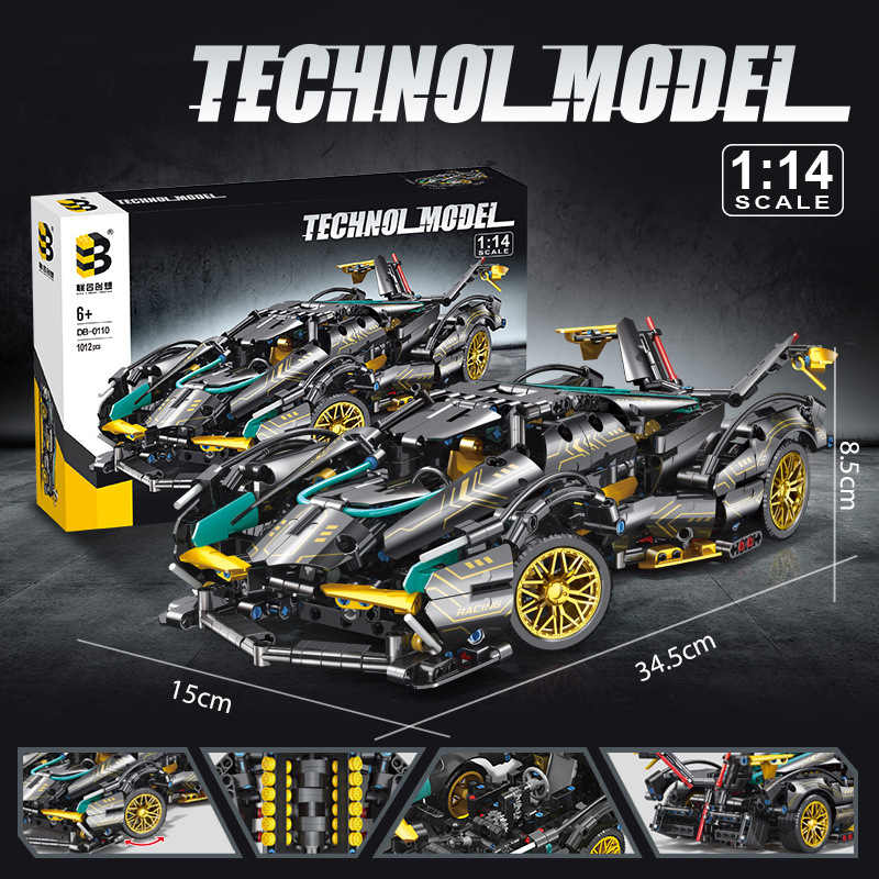 Đồ Chơi Lắp Ráp Xếp Hình Siêu Xe Lamborghini V12 VisionGT,Ferrari,Bugatti Điều Khiển Từ Xa RC Technic Với 1200+ PCS