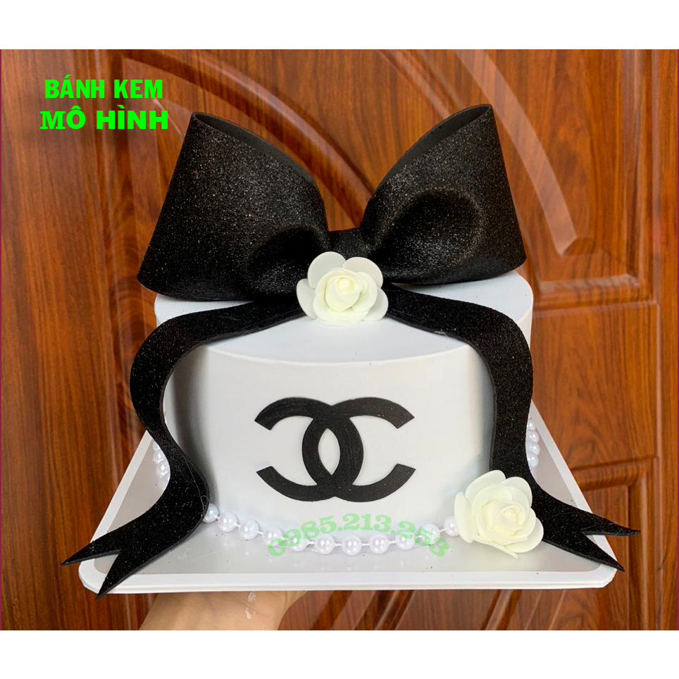 Bánh sinh nhật mô hình giá rẻ , độ bền cao, bánh kem nơ đen