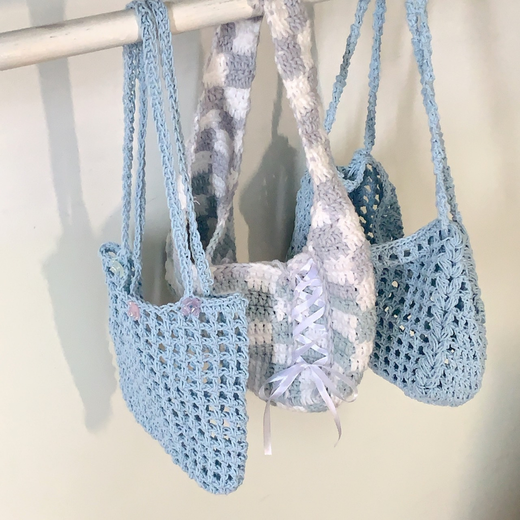 CHECKERED BAG.Túi len caro GND handmade