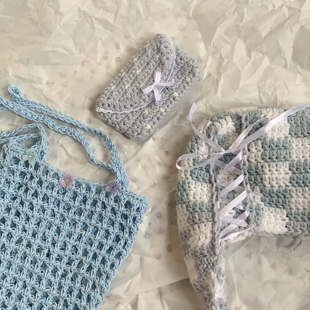 CHECKERED BAG.Túi len caro GND handmade