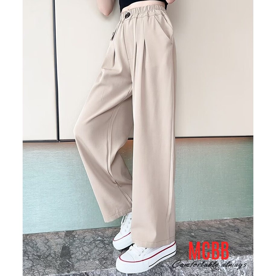 MCBB - 24-49 Kg Quần Ống Rộng Bé Gái Lưng Cao Quần Dài Cho Bé Gái Quần Suông Cho Bé Gái Tây Đen Trắng Quần Bé Gái Trẻ Em