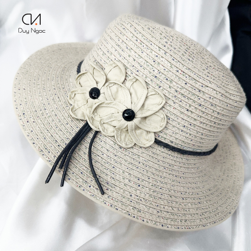 Nón mũ vành rộng Nữ Đầu Vuông Hoa Nhí Duy Ngọc, chuẩn form, thiết kế tinh tế, nón đi biển, đi du lịch (4932)