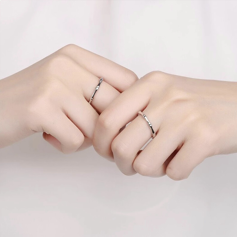 🍒🍒CHERRYKOKO Nhẫn tre Nhẫn đôi đơn giản và cao cấp Nhẫn nối tre