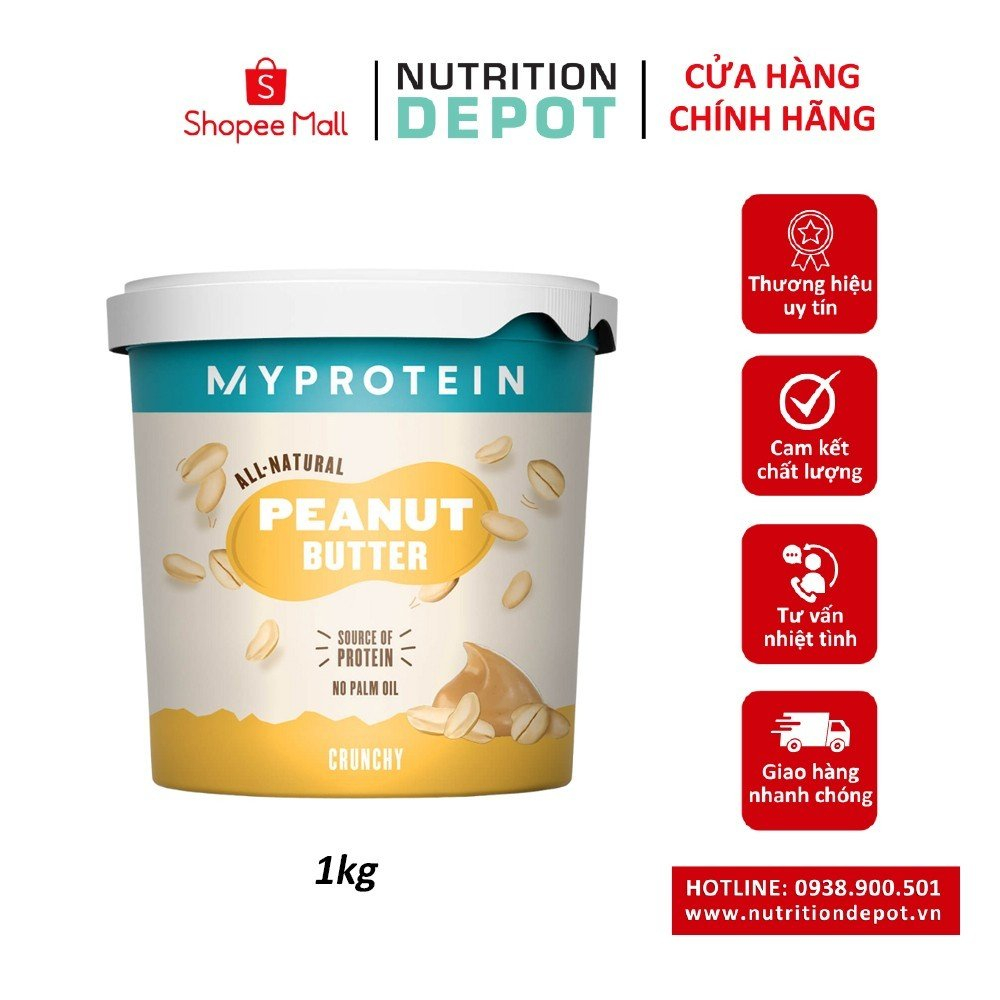 Bơ đậu phộng All Natural Peanut Butter Myprotein (hộp 1kg) - Tăng cường sức khỏe tim mạch - Nutrition Depot Vietnam