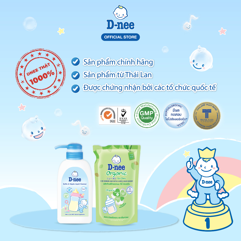 Combo 3 Nước rửa bình sữa D-nee Organic 550 ML