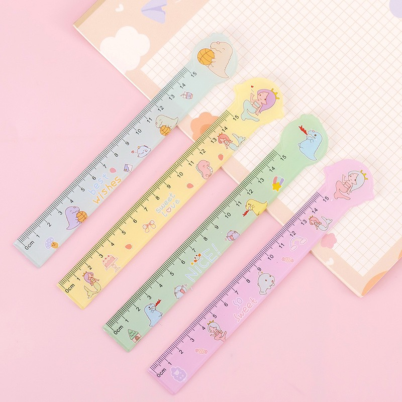 Thước kẻ cute hoạt hình dễ thương, thước kẻ nhựa chiều dài 15cm đồ dùng học tập làm quà tặng học sinh - TK02