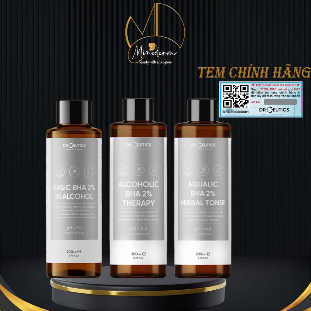 Tẩy tế bào chết DrCeutics BHA 2% dung dịch làm sạch và cân bằng da 200ml | BigBuy360 - bigbuy360.vn