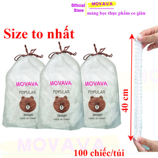 Màng bọc thực phẩm co giãn siêu dai có chun hình túi gấu set 100 chiếc - Movava