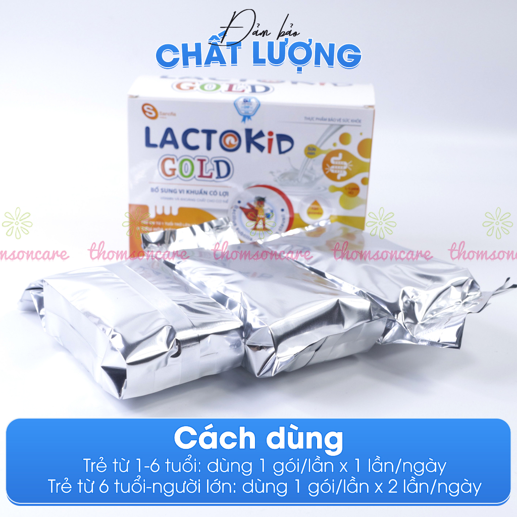 Men tiêu hóa Lactokid Gold - Bổ sung lợi khuẩn, kẽm và vitamin giúp bé tiêu hóa tốt, ăn ngon miệng - Hộp 30 gói