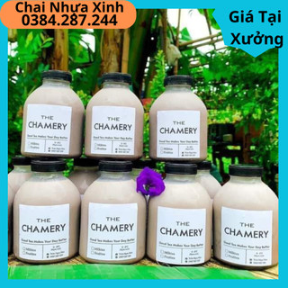 Chai bầu lùn miệng rộng 500ML chai đựng trà sữa kèm lắp