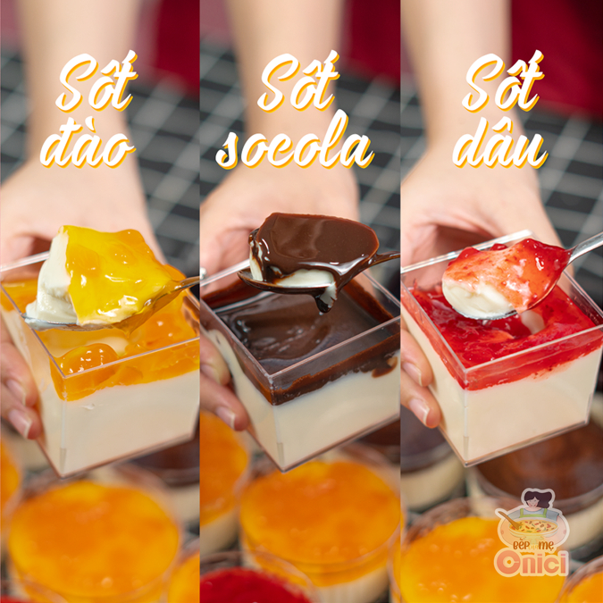 Bánh Panna Cotta vị dâu, đào, socola Bếp Của Mẹ ONICI set nguyên liệu 500 gram