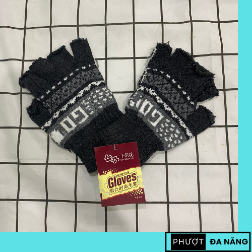 Găng tay len nam chống nắng cắt 5, bao tay nam giữ ấm len giá rẻ chống nắng đi phượt chạy shipper Gloves PĐN