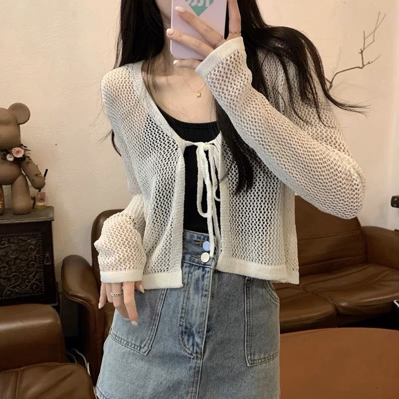Áo Cardigan Khoác Lưới Quảng Châu, Dáng Basic, Freesize Dưới 55kg, Mix Đồ Siêu Xinh
