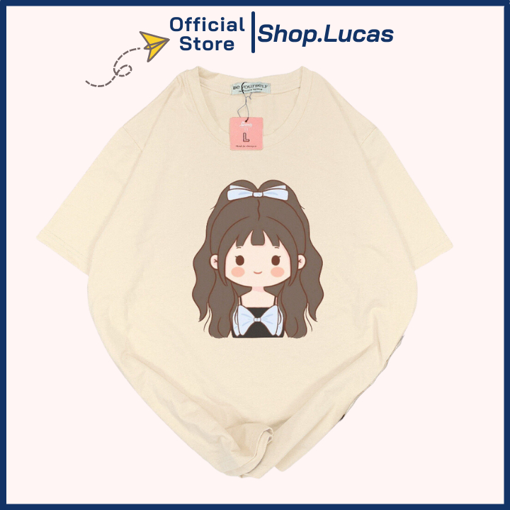 Áo Phông Hot CÔ GÁI TÓC NƠ Áo Thun Local Brand Unisex Nam Nữ Form Rộng Tay Lỡ Cotton Vải Mát shop.lucas