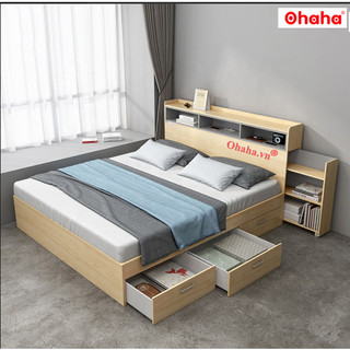 Giường ngủ gỗ ohaha cao cấp gc034 - nhiều ngăn tiện dụng